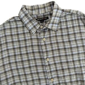 John Varvatos Plaid Blue Button Down Shirt Men's Size M Long Sleeve‎ Lightweight